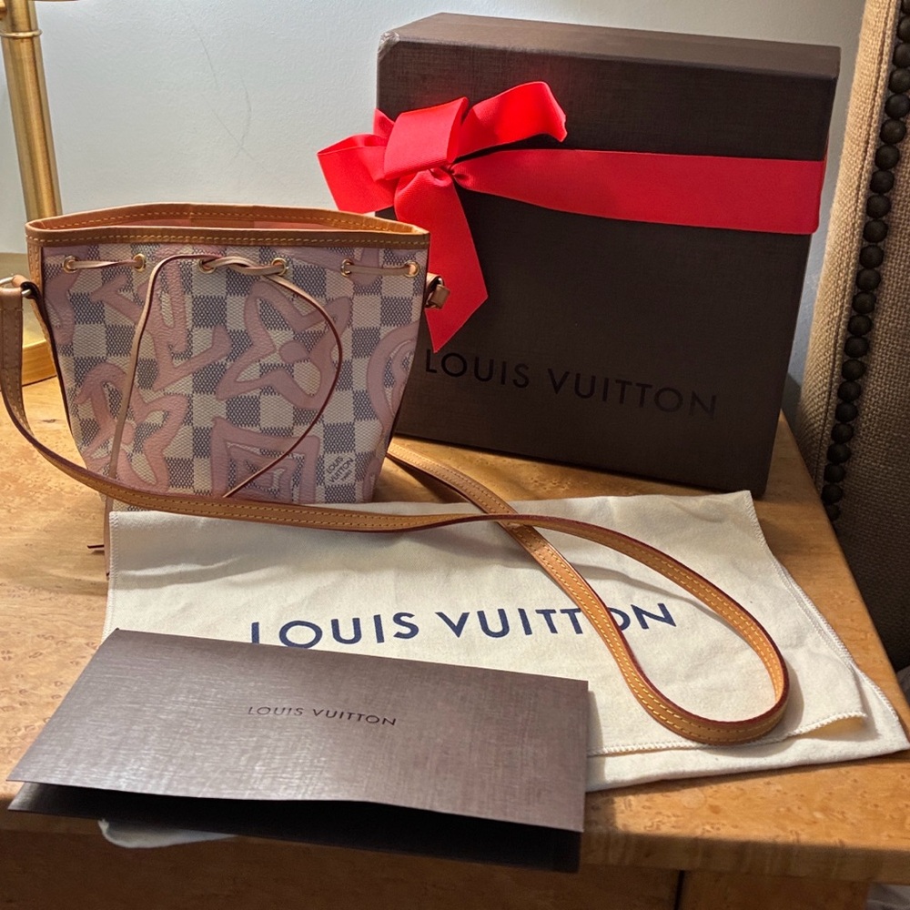 Louis Vuitton Nano Nor Tahitienne Damier Azur  Drawstring Shoulder Bag